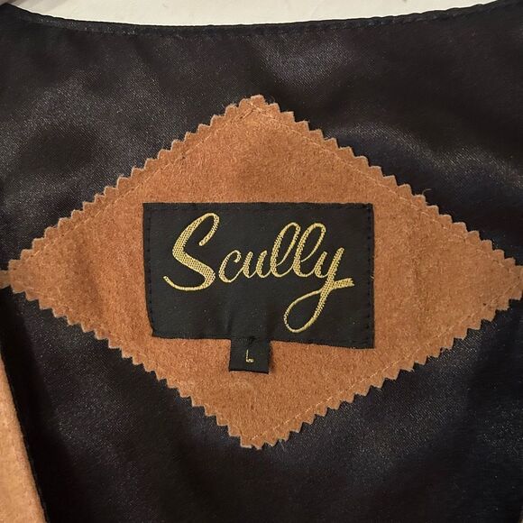 Scully Men’s Size Large Tan Genuine Leather and Black Satin Snap Button Vest - Picture 5 of 14